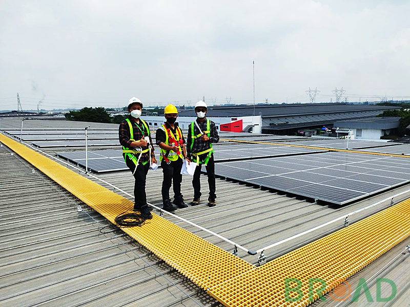 FRP walkway on metal roof