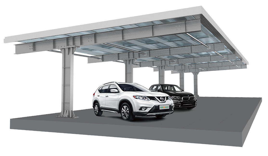 Installation of Photovoltaic Solar T-Shaped Carbon Steel Waterproof Carport